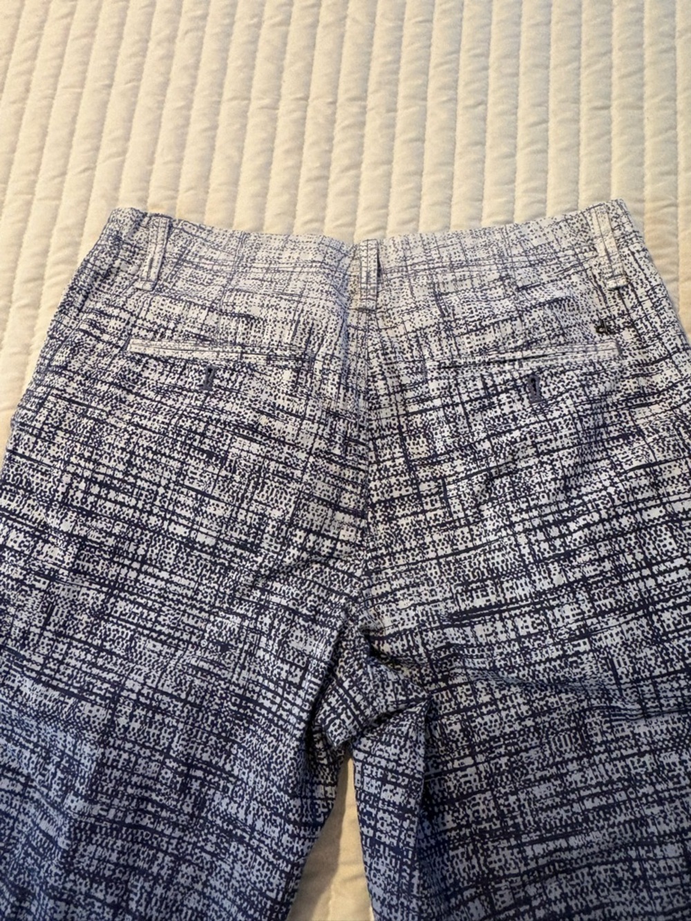 Calvin Klein Men's Navy and White Patterned Flat Front Shorts - Picture 3 of 5
